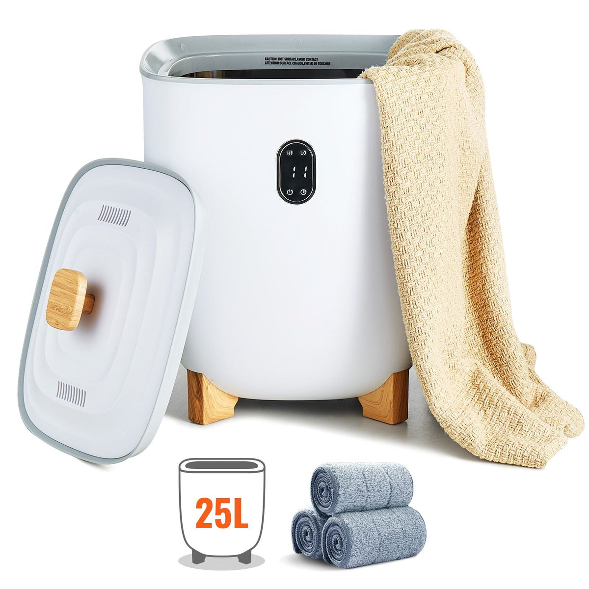 Towel Warmers for Bathroom, 25 L Towel Warmer Bucket with Auto Shut Off for Spa Fits up to 5 Oversized Bath Towels, Blankets, Clothes, Bathrobes, PJ's and More