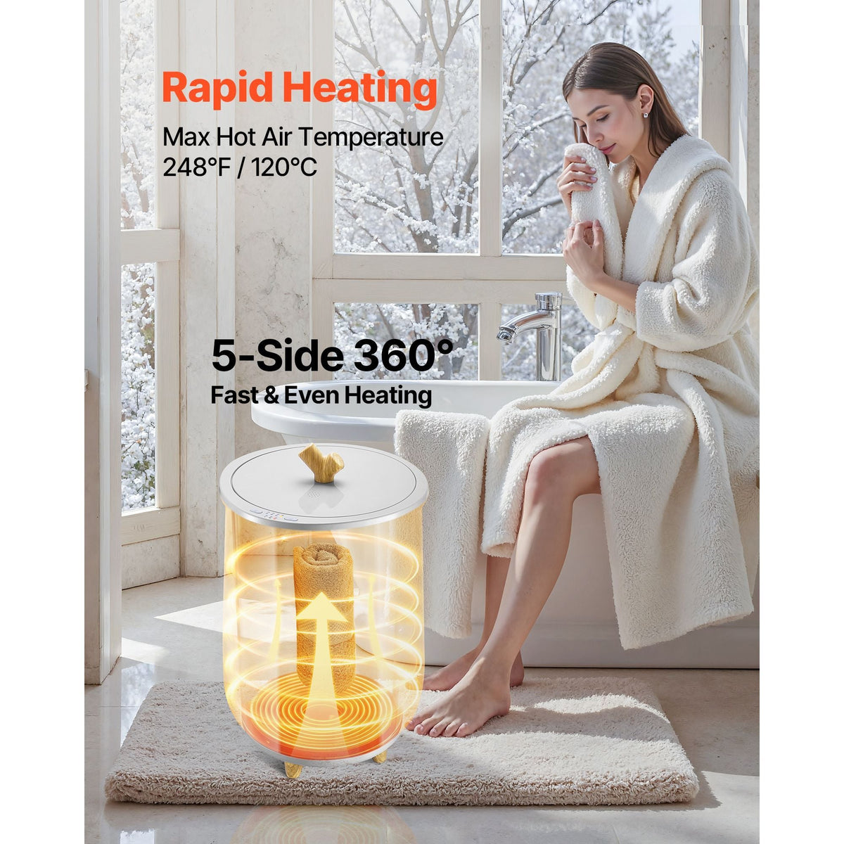 Towel Warmers for Bathroom, Towel Warmer Bucket Auto Shut Off for Spa Fits up to 3 Oversized Bath Towels, Blankets, Clothes, Bathrobes, PJ's and More