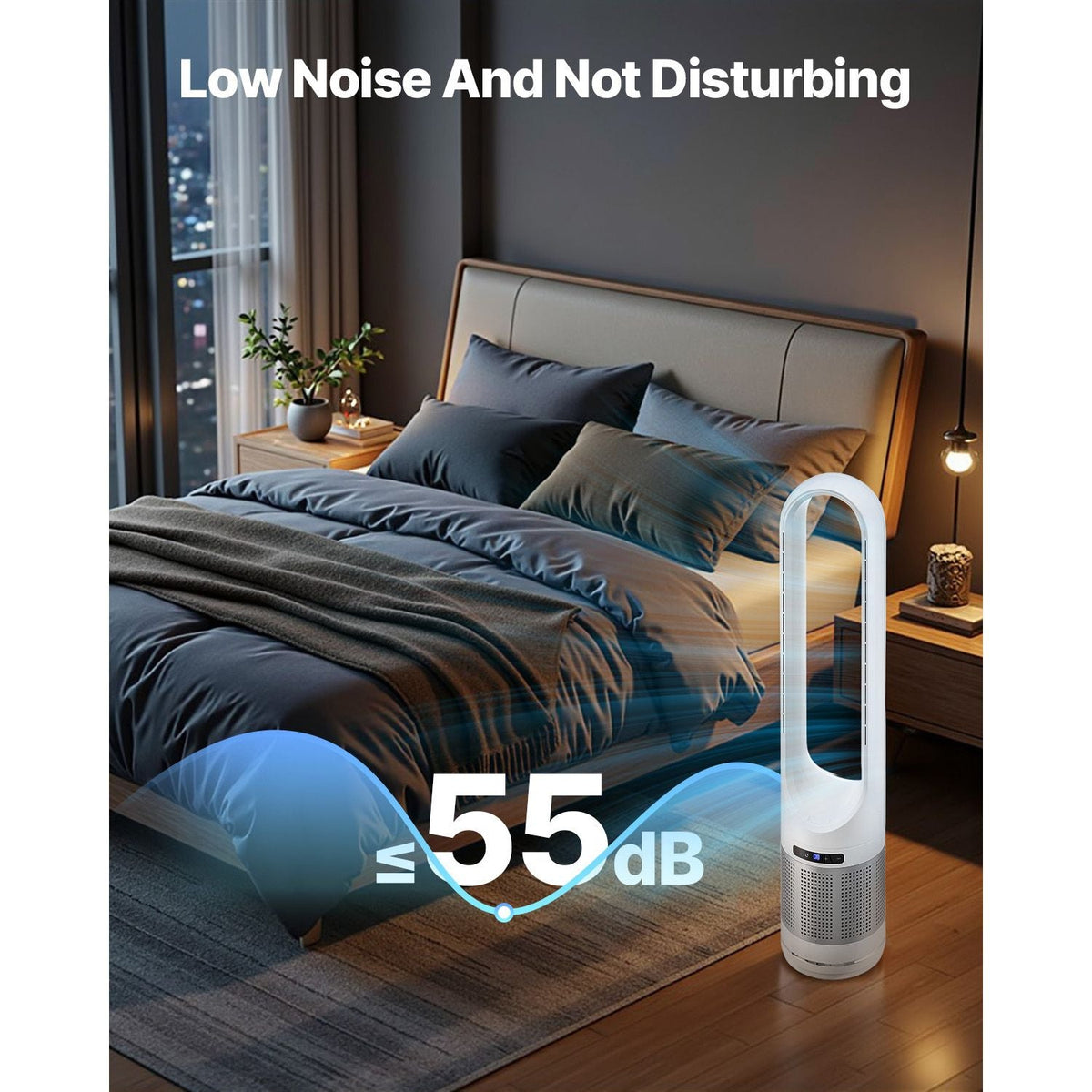 Tower Fan Bladeless, 15.4ft/s Velocity Floor Fan that Blows Cold Air, 80° Oscillating 8-Speed Fans, 8H Timer, Standing Fans with H13 HEPA Filtration, Remote Control & Air Purification Mode