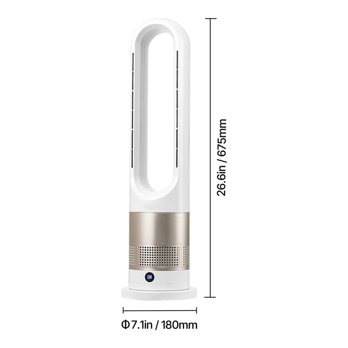 Tower Fan Bladeless, 16 ft/s Velocity Quiet Floor Fan that Blows Cold & Heating Air, 80° Oscillating Fans with 8 Speeds, 9H Timer, Standing Fans with Remote Control for Bedroom, Office, Home