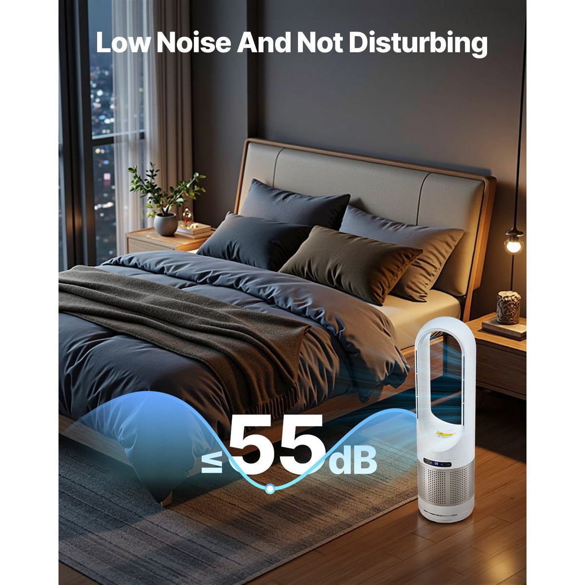 Tower Fan Bladeless, 16.4ft/s Velocity Floor Fan that Blows Cold Air, 80° Oscillating 8-Speed Fans, 8H Timer, Standing Fans with H13 HEPA Filtration, Remote Control & Air Purification Mode