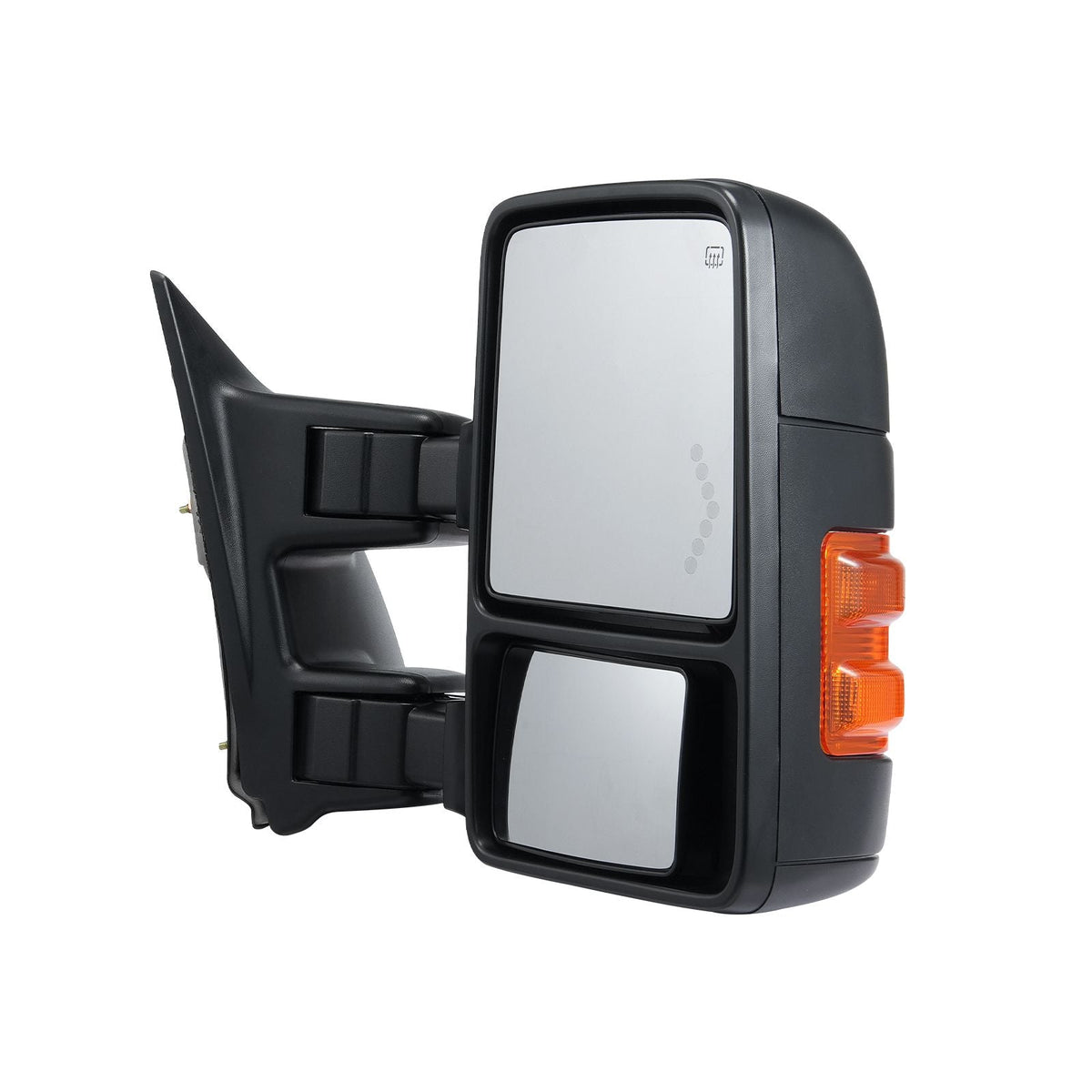 Towing Mirrors, Left & Right Pair Set for 1999-2007 Ford F250 F350 F450 F550, Power Heated with Signal Light, Plane & Convex Glass, Manual Controlling Telescoping Folding, Heating Defrost, Black