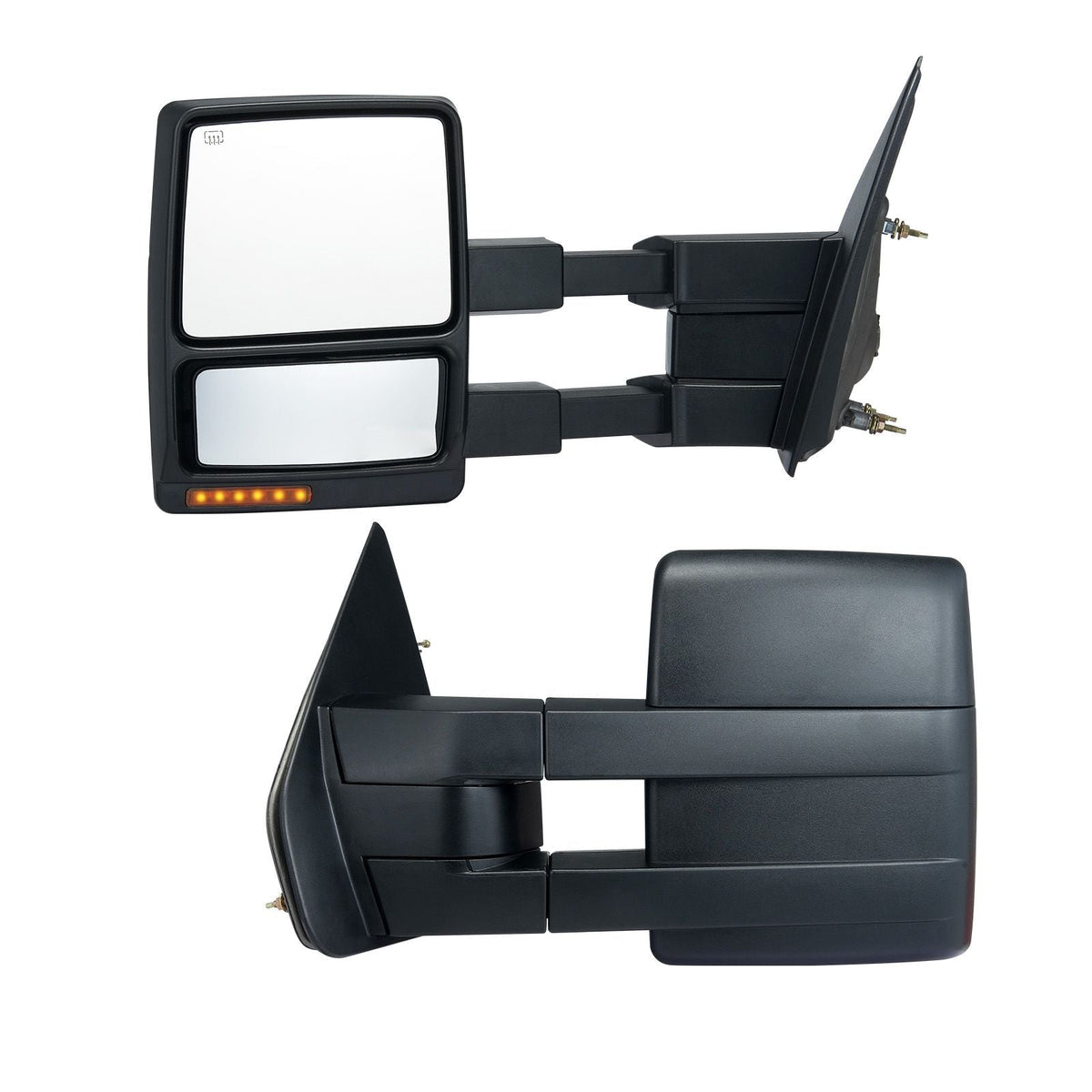 Towing Mirrors, Left & Right Pair Set for 2004-2014 Ford F150, Power Heated with Signal Light & Puddle Light, Plane & Convex Glass, Manual Controlling Telescoping Folding, Heating Defrost, Black