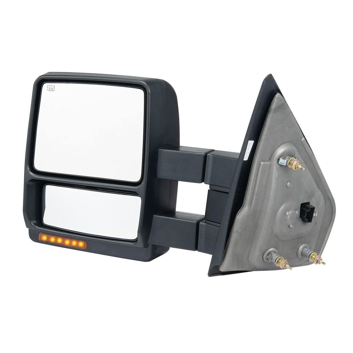 Towing Mirrors, Left & Right Pair Set for 2004-2014 Ford F150, Power Heated with Signal Light & Puddle Light, Plane & Convex Glass, Manual Controlling Telescoping Folding, Heating Defrost, Black