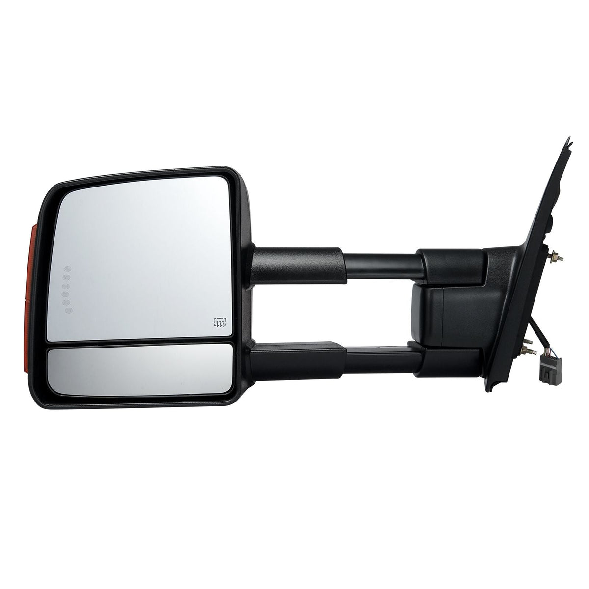 Towing Mirrors, Left & Right Pair Set for 2007-2016 Toyota Tundra, Power Heated Tow Mirror with Signal Light, Plane & Convex Glass, Manual Controlling Telescoping Folding, Heating Defrost, Black