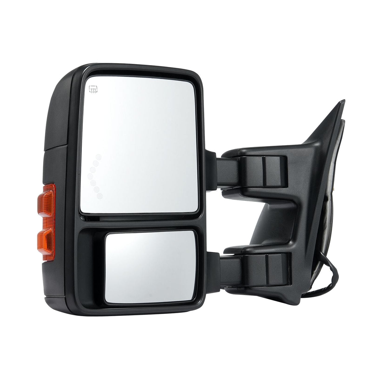 Towing Mirrors, Left & Right Pair Set for 2008-2016 Ford F250 F350 F450 F550, Power Heated with Signal Light, Plane & Convex Glass, Manual Controlling Telescoping Folding, Heating Defrost, Black