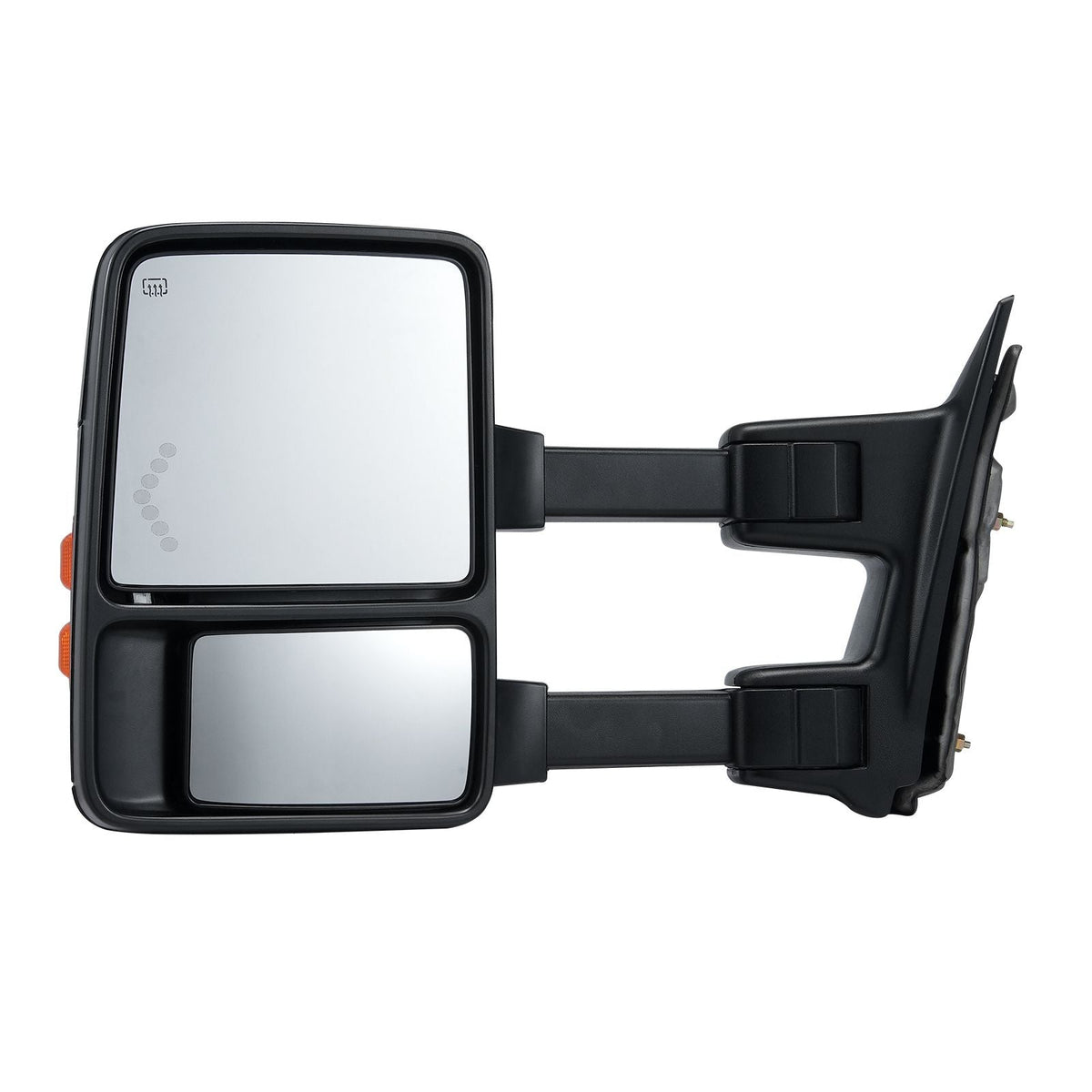 Towing Mirrors, Left & Right Pair Set for 2008-2016 Ford F250 F350 F450 F550, Power Heated with Signal Light, Plane & Convex Glass, Manual Controlling Telescoping Folding, Heating Defrost, Black