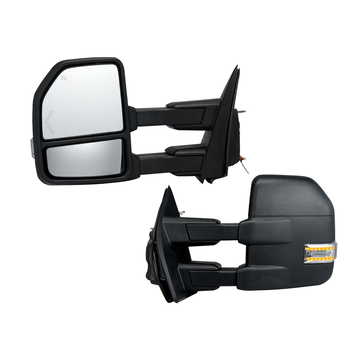 Towing Mirrors, Left & Right Pair Set for 2015-2018 Ford F150, Power Heated with Signal Light & Puddle Light, Plane & Convex Glass, Manual Controlling Telescoping Folding, Heating Defrost, Black
