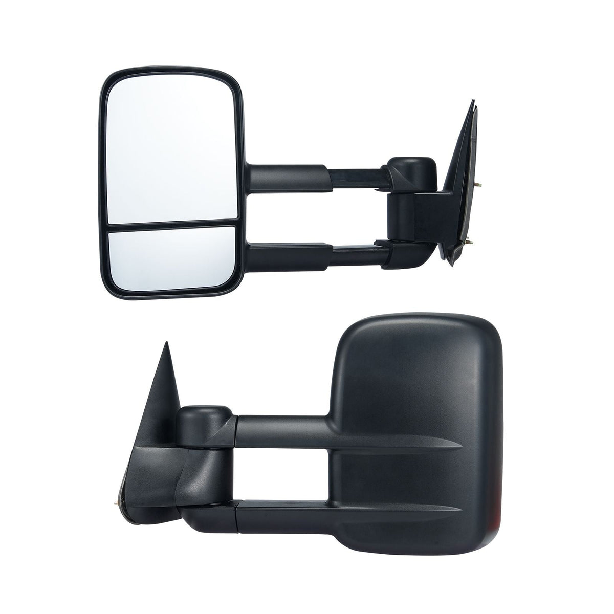 Towing Mirrors, Left & Right Pair Set for Chevrolet Silverado (1999-2007)/GMC/Cadillac, Tow Mirror with Plane & Convex Glass, Manual Controlling Telescoping Folding, Four-Way Adjustable, Black