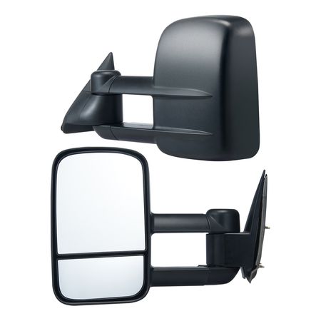 Towing Mirrors, Left & Right Pair Set for Chevrolet Silverado (1999-2007)/GMC/Cadillac, Tow Mirror with Plane & Convex Glass, Manual Controlling Telescoping Folding, Four-Way Adjustable, Black