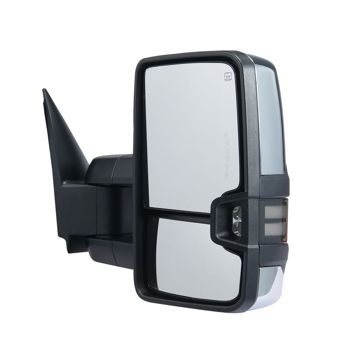 Towing Mirrors, Left & Right Pair Set for Chevrolet Silverado (2003-2007)/GMC/Cadillac, Power Heated Tow Mirror with Signal Light, Manual Controlling Telescoping Folding, Heating Defrost, Silver