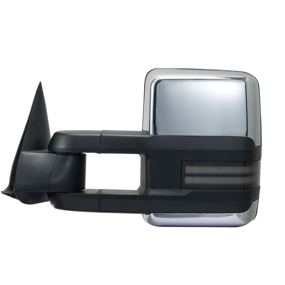 Towing Mirrors, Left & Right Pair Set for Chevrolet Silverado (2003-2007)/GMC/Cadillac, Power Heated Tow Mirror with Signal Light, Manual Controlling Telescoping Folding, Heating Defrost, Silver