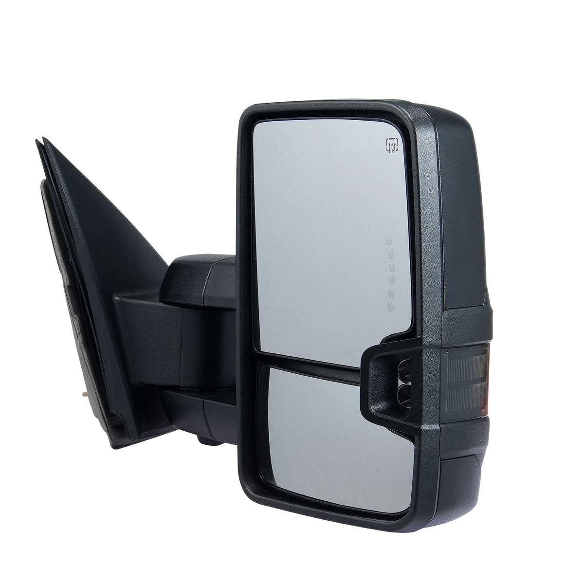 Towing Mirrors, Left & Right Pair Set for Chevrolet Silverado (2003-2007)/GMC/Cadillac, Power Heated with Signal Light & LED Driving Light, Manual Telescoping Folding, and Heating Defrost, Black