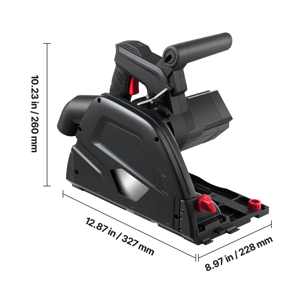 Track Saw, 6-1/2-Inch, Plunge-Cut Circular Saw Kit, Tracksaw with 48-Tooth Carbide-Tipped Blade, 0-45° Angle Adjustment, 2.16 in Cutting Depth, for Wood, Plastic, Guide Rail Not Included, Black