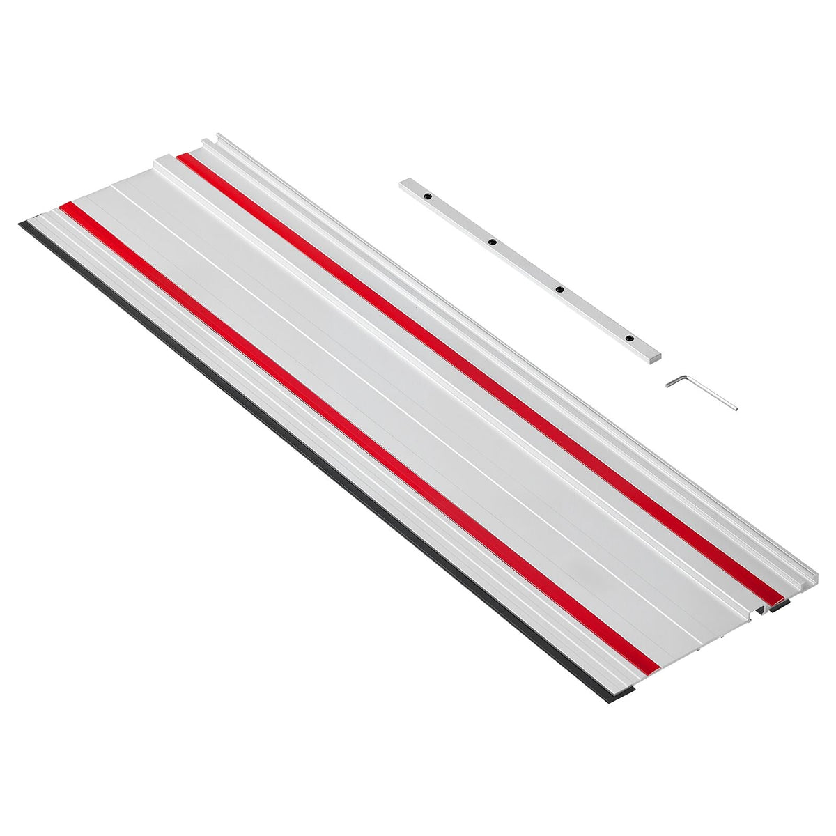 Track Saw Guide Rail, 55-Inch Cutting Range, Kit Includes 2 x 27.5 in Aluminum Extruded Guide Rails and 1 Connector, Compatible with Makita, Festool & WEN Track Saws, for Woodworking Projects