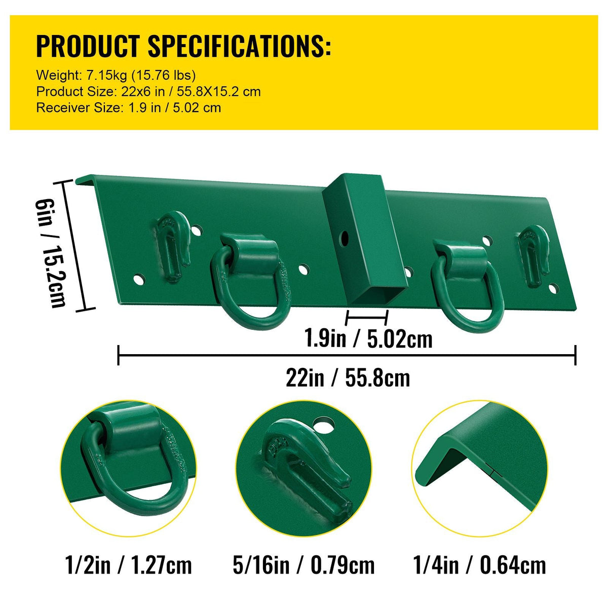 Tractor Bolt on Hooks, 1/4\" Compact Bolt on Grab Hooks, Max 4700LBS G70 Forged Bolt on Hooks for Tractor Bucket with 1/2\" Shackles, Work Well for Tractor Bucket, RV, UTV, Truck Hardware Includ