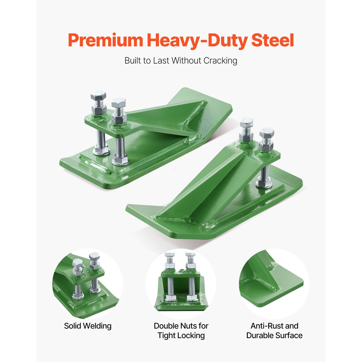 Tractor Bucket Protector, 2PCS Heavy Duty Steel Bucket Edge Protectors, Edge Tamer Anti-Skid Device with Double Hexagon Lock Nuts and Bolts, for Snow, Leave Removal & Spreading Gravel (Green)