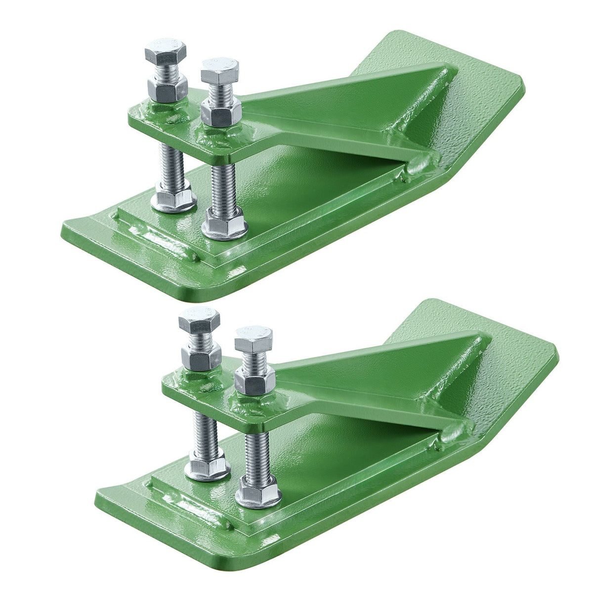 Tractor Bucket Protector, 2PCS Heavy Duty Steel Bucket Edge Protectors, Edge Tamer Anti-Skid Device with Double Hexagon Lock Nuts and Bolts, for Snow, Leave Removal & Spreading Gravel (Green)