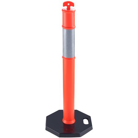 Traffic Delineator Post Cones, 2 Pack, Traffic Safety Delineator Barrier with 16.93 x 16.93 in Rubber Base, for Traffic Control Warning Outdoor Indoor Use Parking Lot Construction Caution Roads