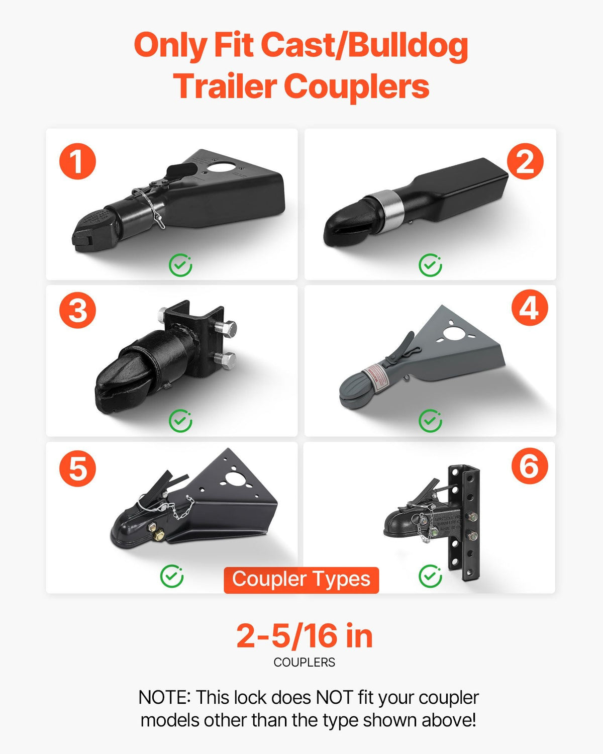Trailer Coupler Lock, Fits 2-5/16-Inch Cast/Bulldog Trailer Couplers, Heavy Duty Trailer Hitch Lock with 3 Keys, Corrision-resistant, Anti-Theft Coupler Ball Locks for RV, Trailer, Boat, Black