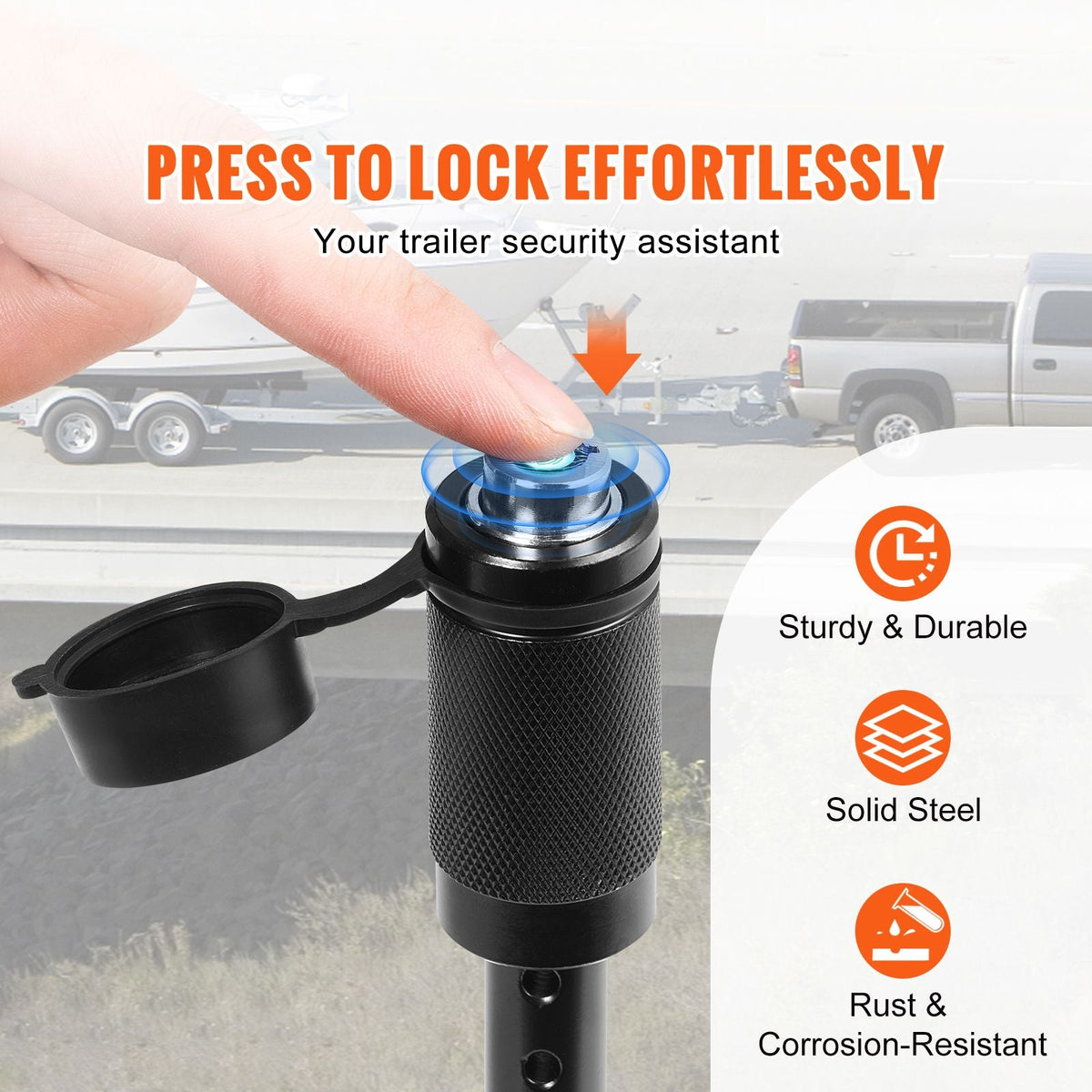 Trailer Hitch Lock, 5/8-inch Diameter, Locking Receiver Pin with 2 Keys and 4 O-Rings, Weatherproof Anti-Theft Tow Lockable Pin with Dust, Mud & Gunk Protection, Fits for Truck, Boat, Bike, Car