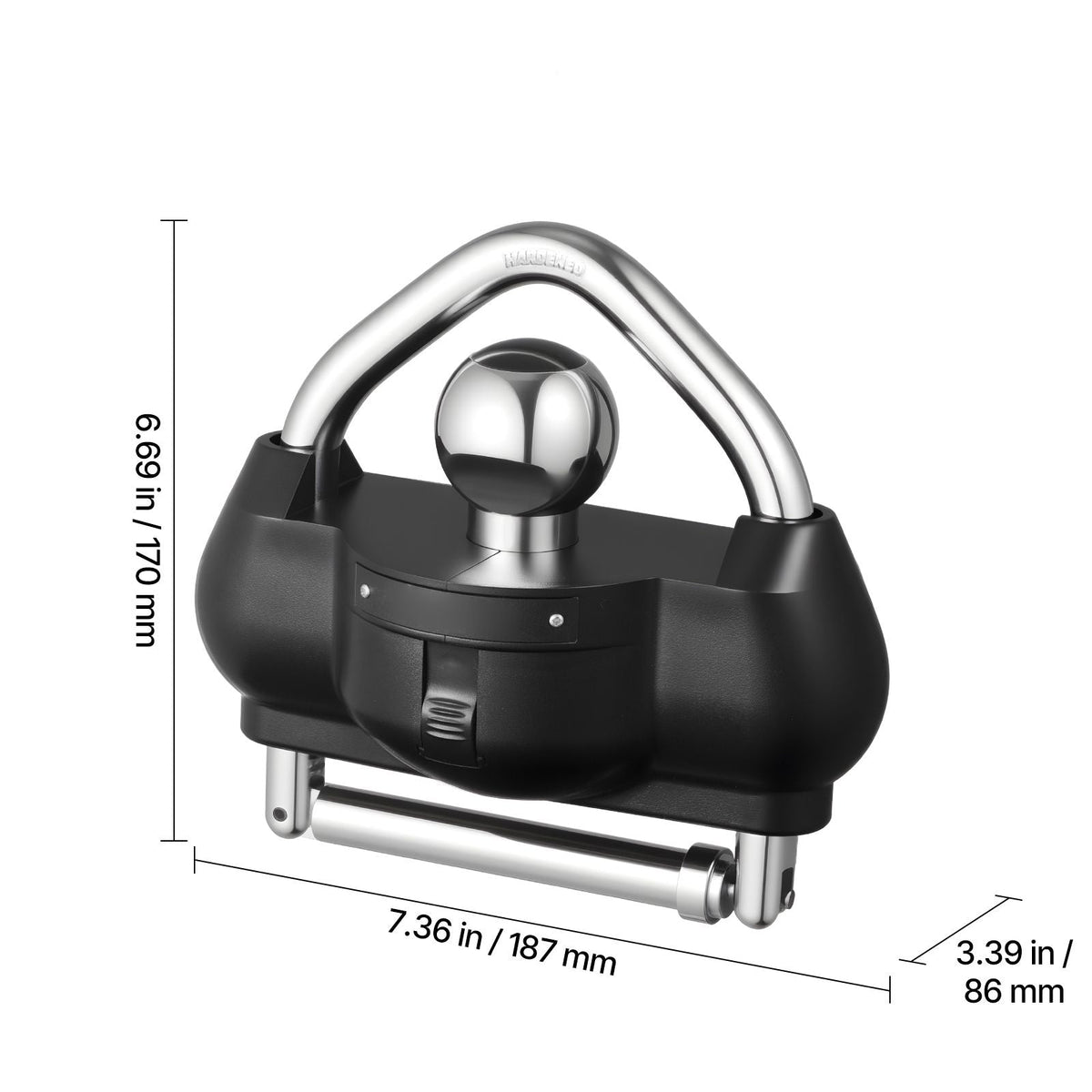 Trailer Hitch Lock, Fits for 1-7/8 in, 2 in, 2-5/16 in Couplers, Heavy-Duty Anti-Theft Trailer Ball Lock with 3 Keys, Prying-Resistant, Adjustable Height Design for RVs, Boats, Trailers, Black