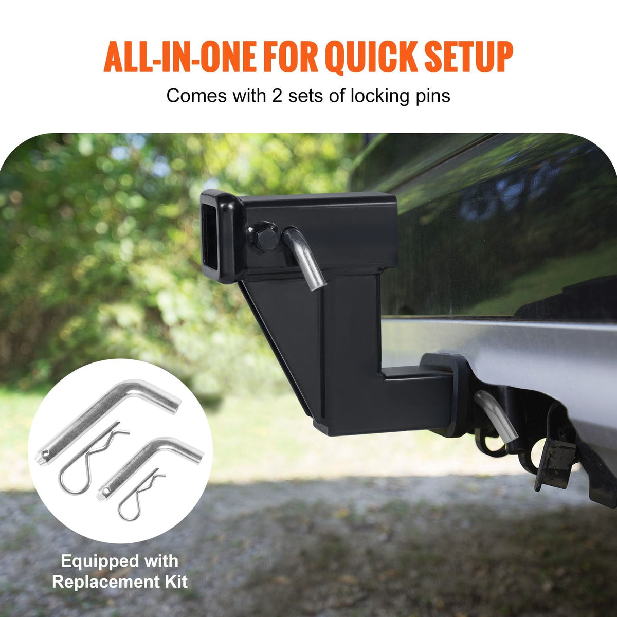 Trailer Hitch Riser, for 2" Receiver with 6" Rise/Drop, Trailer Receiver Hitch Extender Extension Adapter, 7" and 9" Extension Length, 4000 lbs Max Towing Capacity, Hitch Pins Included, Black
