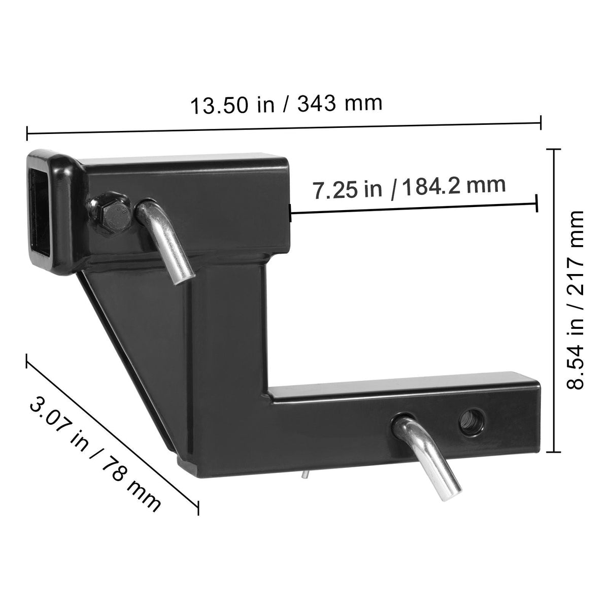 Trailer Hitch Riser, for 2" Receiver with 6" Rise/Drop, Trailer Receiver Hitch Extender Extension Adapter, 7" and 9" Extension Length, 4000 lbs Max Towing Capacity, Hitch Pins Included, Black