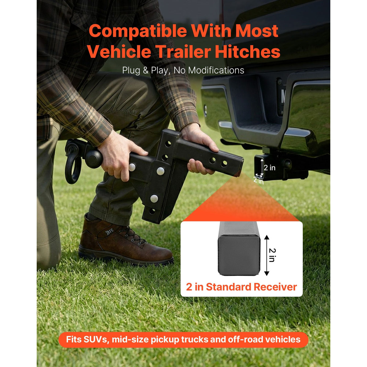 Trailer Hitch Tri Ball Mount with D Shackle, Fit 2 Inch Receiver, 1-7/8 Inch, 2 Inch and 2-5/16 Inch Balls, 10000 lbs GTW, 6 Inch Drop, Towing Hitch for RVs, Off-Road Vehicles and Trucks