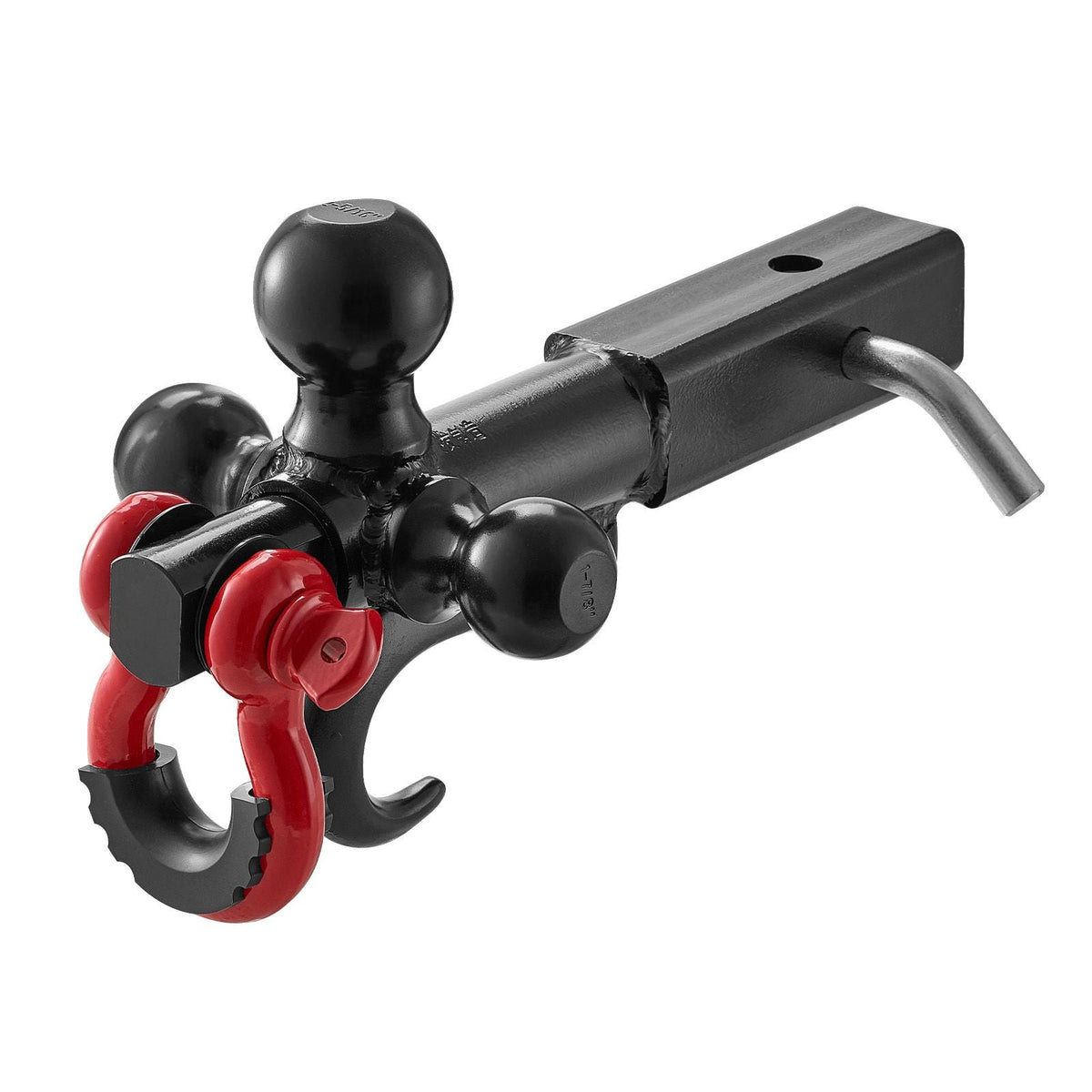 Trailer Hitch, Tri-Ball Mount with Hook & D-ring, Trailer Ball Size 1-7/8", 2" & 2-5/16", Fit 2-Inch Hitch Receiver, Max 44000 lbs Ball Hitch, Towing Hitch for RVs, SUVs, ATVs, and Trucks, Black