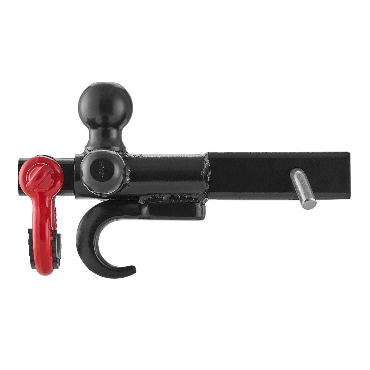 Trailer Hitch, Tri-Ball Mount with Hook & D-ring, Trailer Ball Size 1-7/8", 2" & 2-5/16", Fit 2-Inch Hitch Receiver, Max 44000 lbs Ball Hitch, Towing Hitch for RVs, SUVs, ATVs, and Trucks, Black