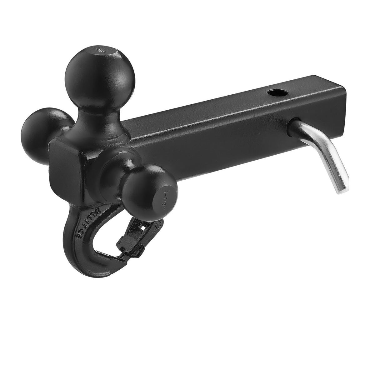 Trailer Hitch, Tri-Ball Mount with Hook & Pin, Trailer Ball Size 1-7/8", 2" and 2-5/16", Fit 2-Inch Hitch Receiver, Max 10,000 lbs Ball Hitch, Towing Hitch for RVs, SUVs, ATVs, and Trucks, Black