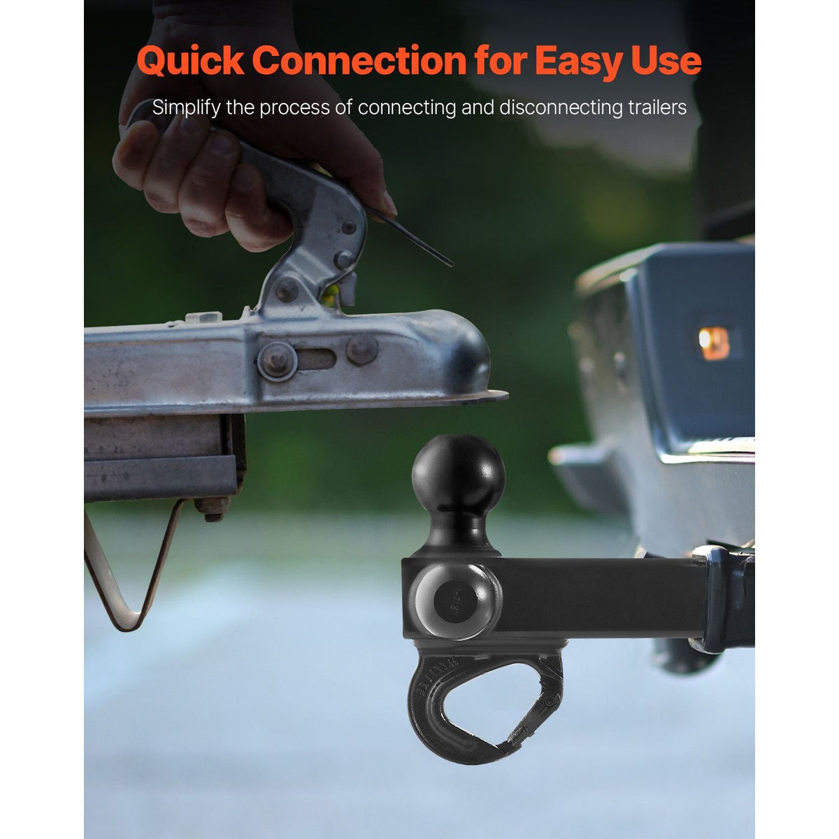 Trailer Hitch, Tri-Ball Mount with Hook & Pin, Trailer Ball Size 1-7/8", 2" and 2-5/16", Fit 2-Inch Hitch Receiver, Max 10,000 lbs Ball Hitch, Towing Hitch for RVs, SUVs, ATVs, and Trucks, Black
