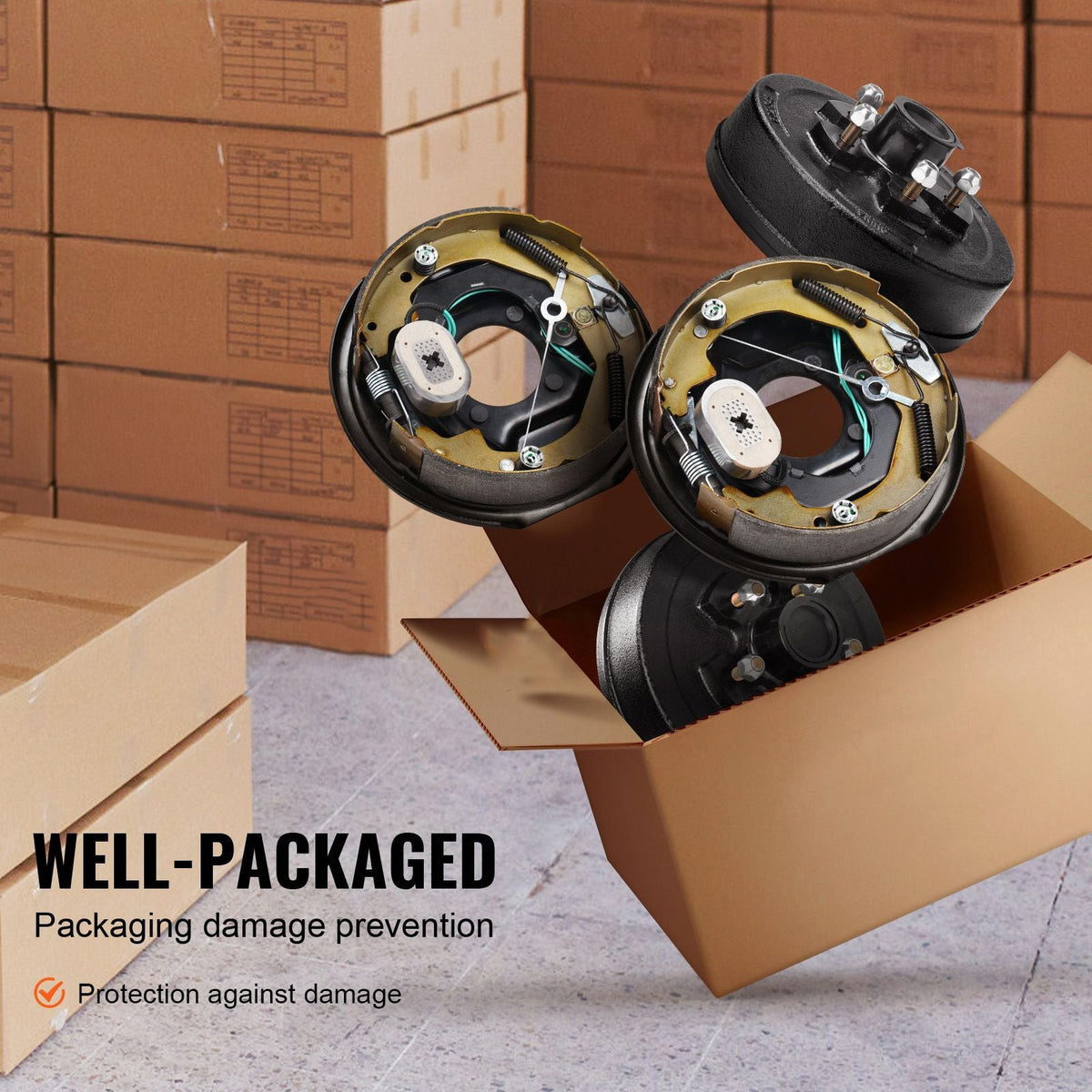 Trailer Hub Drum Kits 5 on 4.5" B.C. with 10" x 2-1/4" Electric Brakes, Self-Adjusting Trailer Brake Assembly for 3500 lbs Axle, 4-Hole Mounting, Backing Plates for Brake System Part Replacement