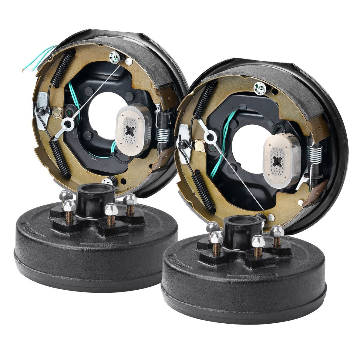 Trailer Hub Drum Kits 5 on 4.5" B.C. with 10" x 2-1/4" Electric Brakes, Self-Adjusting Trailer Brake Assembly for 3500 lbs Axle, 4-Hole Mounting, Backing Plates for Brake System Part Replacement