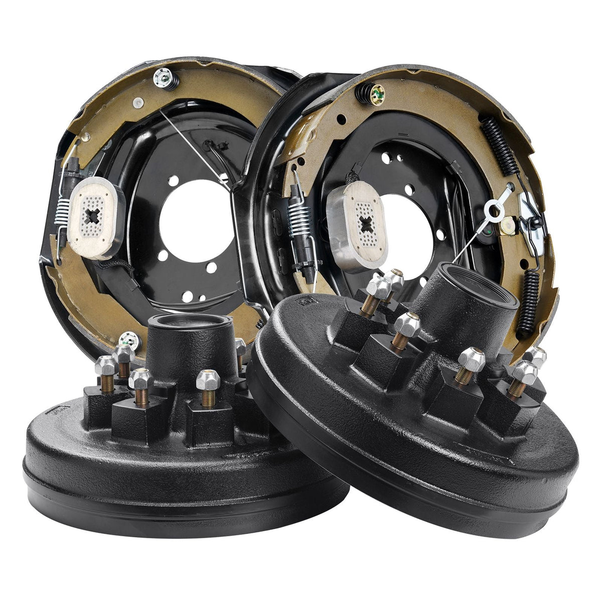 Trailer Hub Drum Kits 8 on 6.5" B.C. with 12" x 2" Electric Brakes, Self-Adjusting Trailer Brake Assembly for 7000 lbs Axle, 5-Hole Mounting, Backing Plates for Brake System Part Replacement