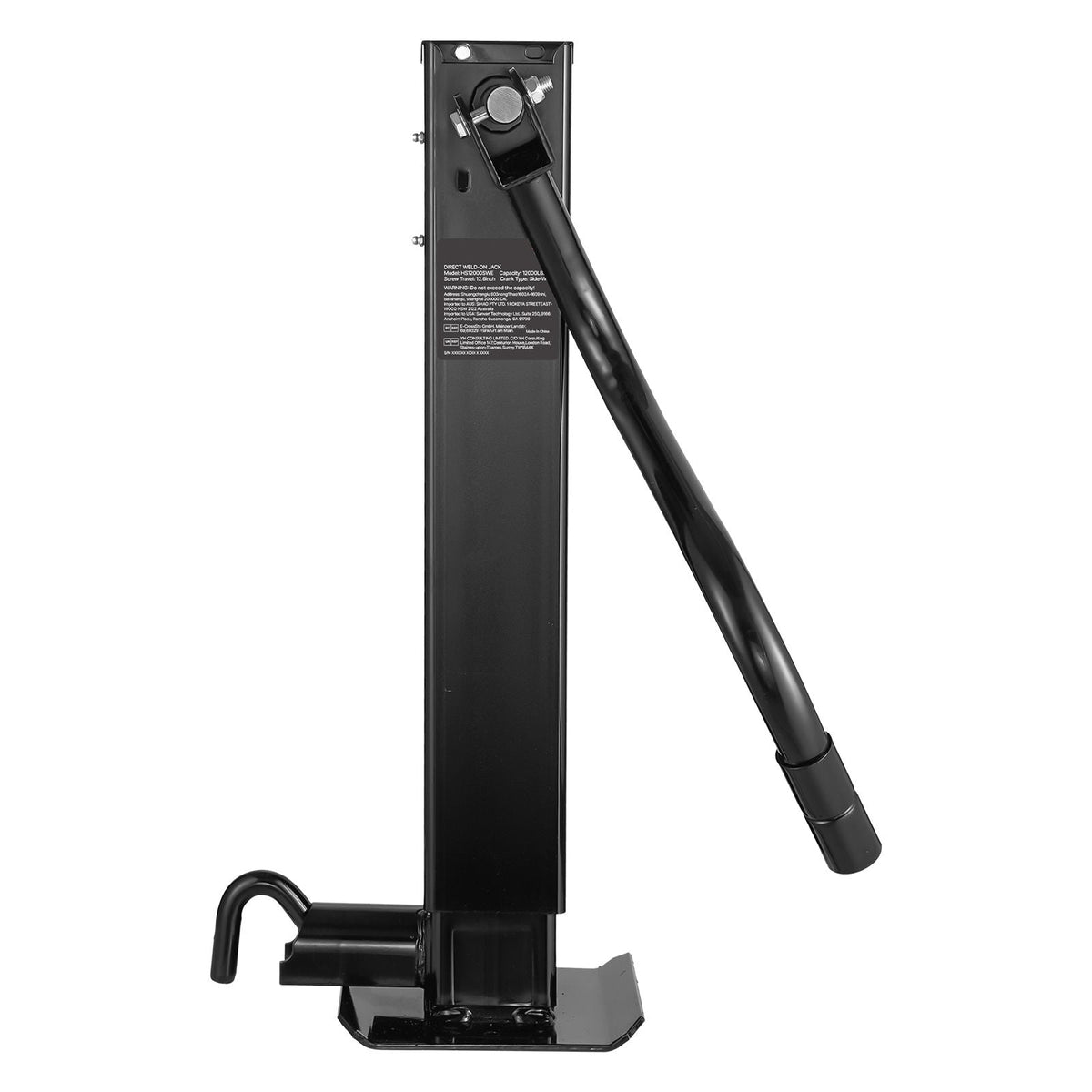 Trailer Jack, 12000 lbs Dynamic Load Capacity, Weld-on Pipe-Mount Swivel Trailer Jack with Ergonomic Handle, 12.6-inch Vertical Travel, Suitable for RV, Horse, Utility, Camping, Yacht Trailers