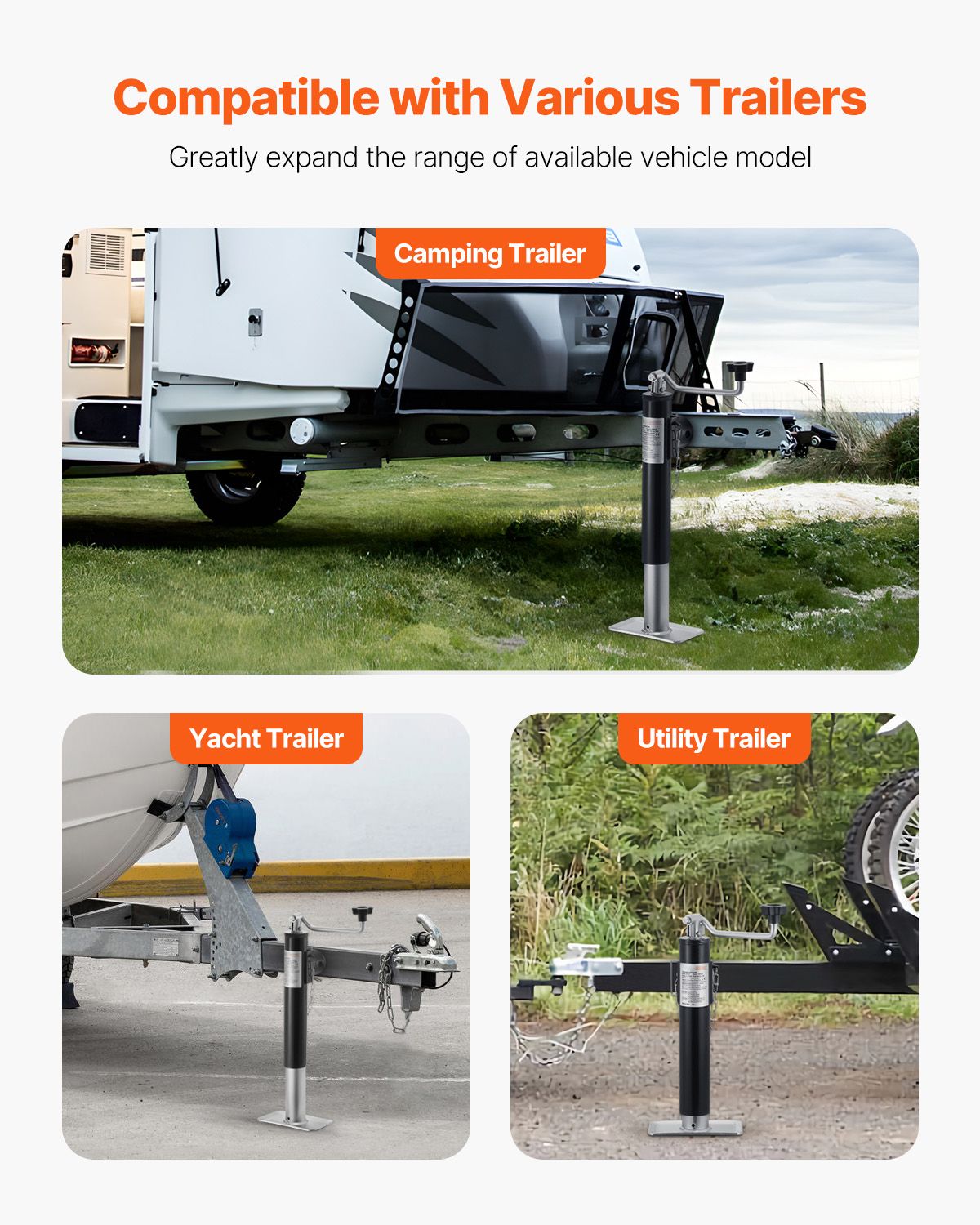 Trailer Jack, 2000 lbs Dynamic Load Capacity, Weld-on Pipe-Mount Swivel Trailer Jack, 10" Lift Trailer Jack Stand with Handle for RV Trailer, Horse Trailer, Utility Trailer, and Yacht Trailer