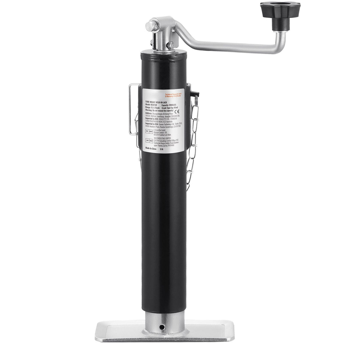 Trailer Jack, 2000 lbs Dynamic Load Capacity, Weld-on Pipe-Mount Swivel Trailer Jack, 10" Lift Trailer Jack Stand with Handle for RV Trailer, Horse Trailer, Utility Trailer, and Yacht Trailer