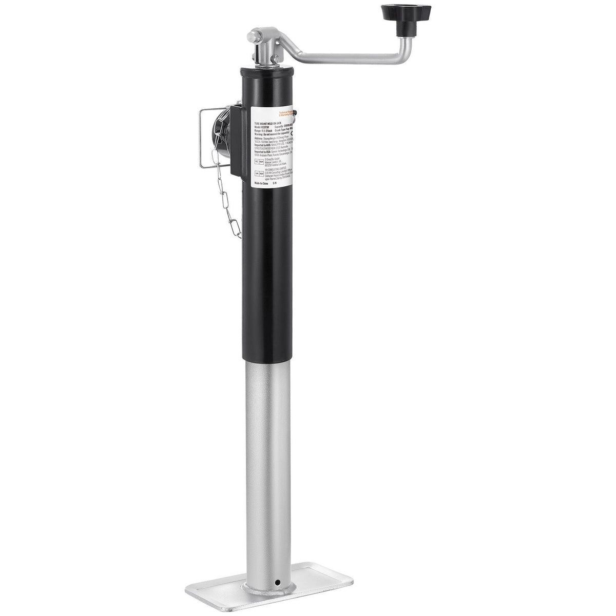 Trailer Jack, 2000 lbs Dynamic Load Capacity, Weld-on Pipe-Mount Swivel Trailer Jack, 10" Lift Trailer Jack Stand with Handle for RV Trailer, Horse Trailer, Utility Trailer, and Yacht Trailer