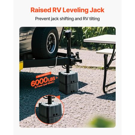 Trailer Jack Blocks, 6" High Heavy Duty RV Leveling Blocks, Each with 6000 lbs Capacity, as RV Jack Stand, Stool, Camper Accessories, for Travel Trailers, 5th Wheels Class A/C Motorhomes, 2 Pcs