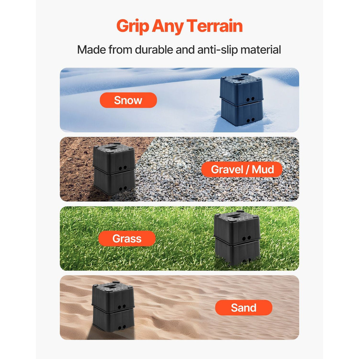 Trailer Jack Blocks, 6" High Heavy Duty RV Leveling Blocks, Each with 6000 lbs Capacity, as RV Jack Stand, Stool, Camper Accessories, for Travel Trailers, 5th Wheels Class A/C Motorhomes, 2 Pcs
