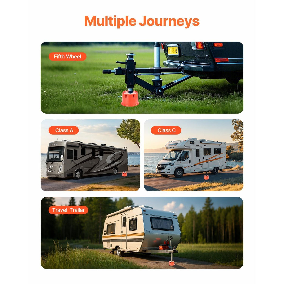 Trailer Jack Blocks, 8" High, 2000 lbs Capacity, 8 Pcs Heavy Duty Camper Leveler Kit - 6 RV Leveling Blocks & 2 Pads, Camper Accessories for Travel Trailers, 5th Wheels Class A/C Motorhomes