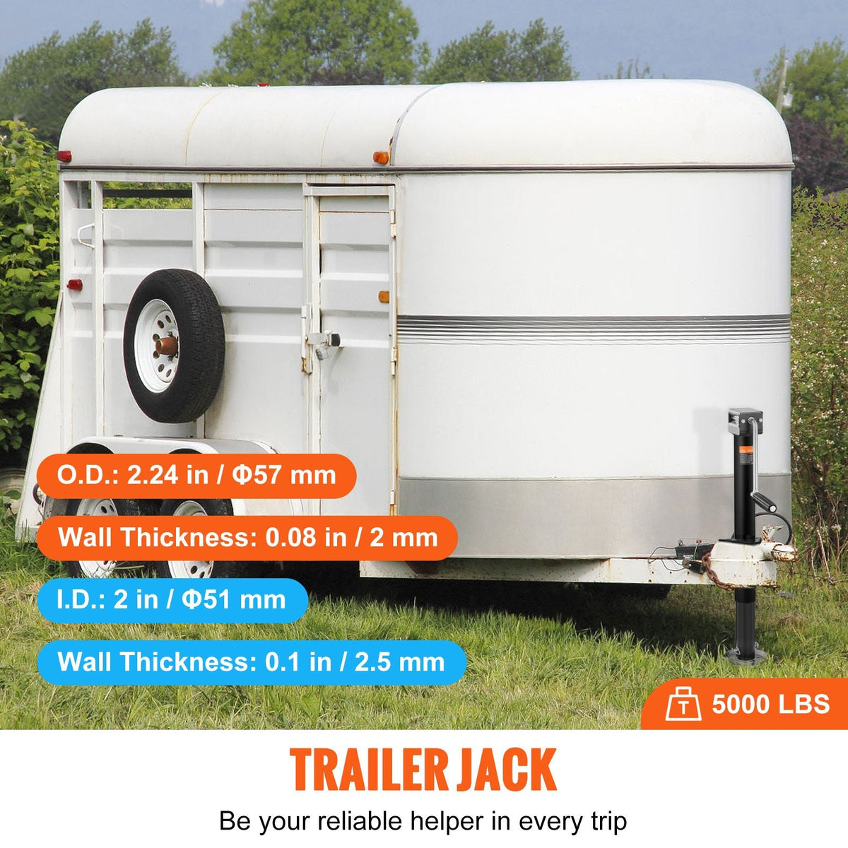 Trailer Jack, Trailer Tongue Jack A-frame Bolt on Weight Capacity 5000 lb, Trailer Jack Stand with Handle for Lifting RV Trailer, Horse Trailer, Utility Trailer, Yacht Trailer