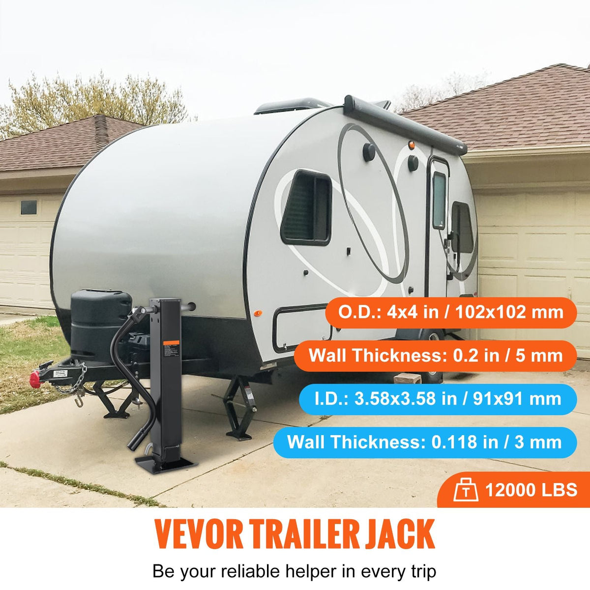 Trailer Jack, Trailer Tongue Jack Welding-on 12000 lb Weight Capacity, Trailer Jack Stand with Handle for lifting RV Trailer, Horse Trailer, Utility Trailer, Yacht Trailer