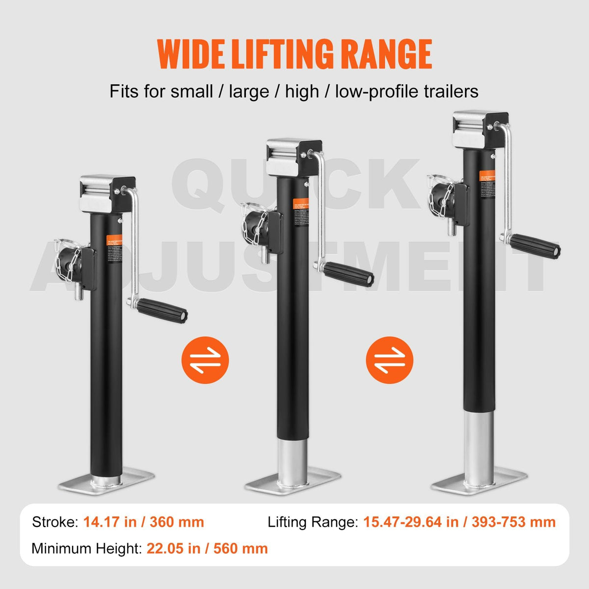 Trailer Jack, Trailer Tongue Jack Welding-on 5000 lb Weight Capacity, Trailer Jack Stand with Handle for lifting RV Trailer, Horse Trailer, Utility Trailer, Yacht Trailer