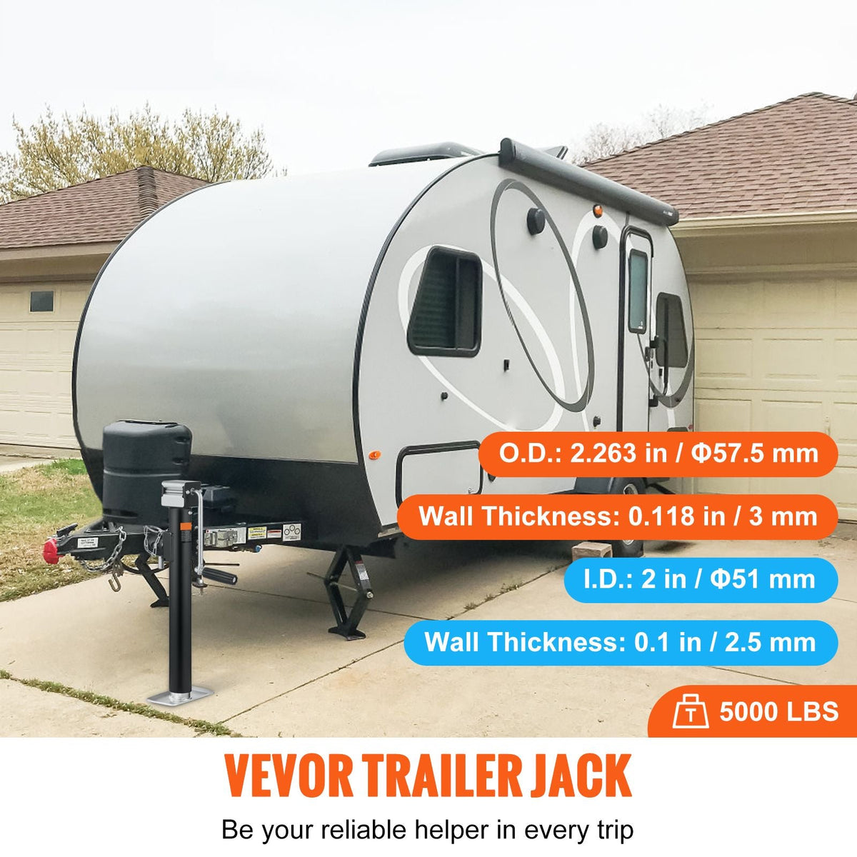 Trailer Jack, Trailer Tongue Jack Welding-on 5000 lb Weight Capacity, Trailer Jack Stand with Handle for lifting RV Trailer, Horse Trailer, Utility Trailer, Yacht Trailer