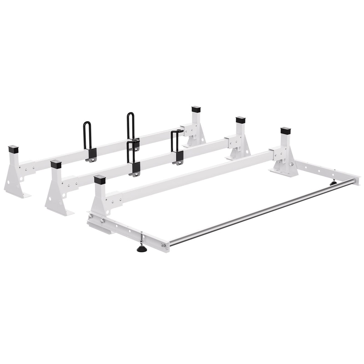 Trailer Ladder Rack, 54" 3 Crossbars Ladder Roof Rack, Heavy-duty Steel Van Roof Rack, 800 lbs Capacity Van Ladder Rack with Cargo Roller and Straps, Fit for Ford Transit 150 250 350, 2015-2022