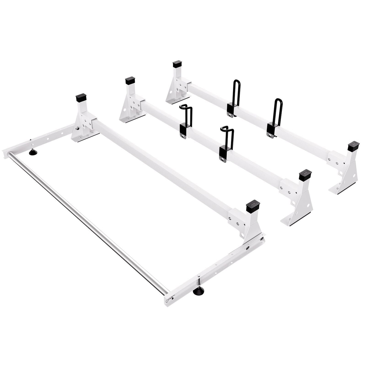Trailer Ladder Rack, 54" 3 Crossbars Ladder Roof Rack, Heavy-duty Steel Van Roof Rack, 800 lbs Capacity Van Ladder Rack with Cargo Roller and Straps, Fit for Ford Transit 150 250 350, 2015-2022