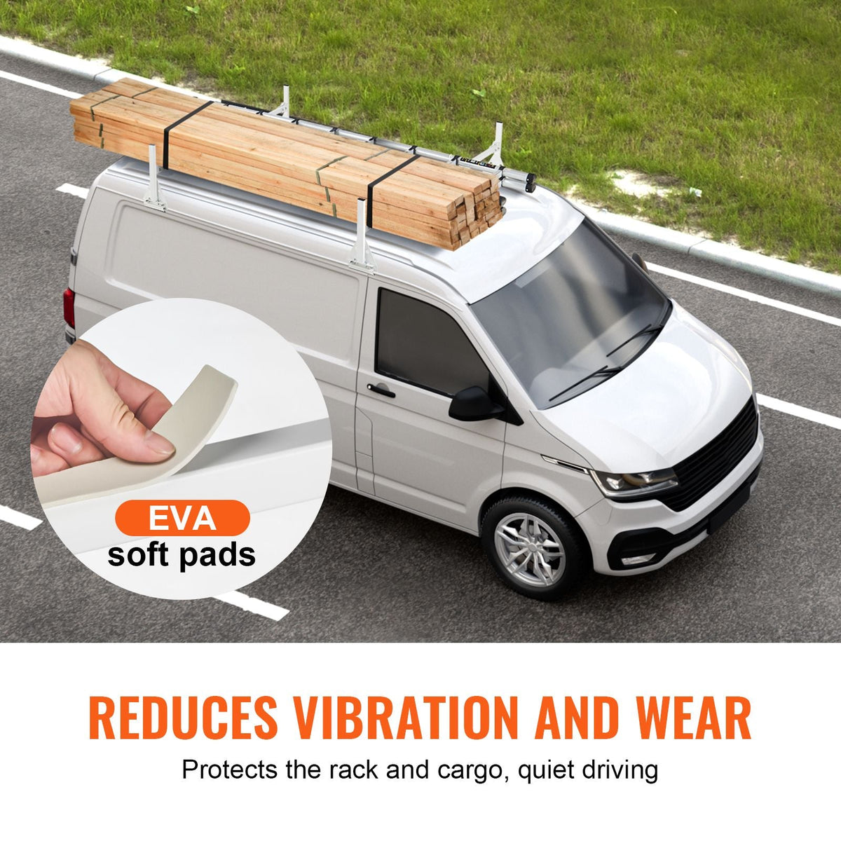 Trailer Ladder Rack, 59" Adjustable Roof Rack, 2 Crossbars Van Roof Ladder Rack, 600 lbs Capacity Steel Van Ladder Rack, Fit for Chevrolet Express 1500 2500 3500/ Ford E150 E250 E350/ GMC Savana